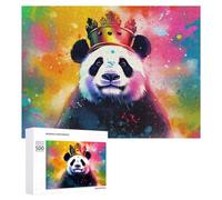 500 PCS Jigsaw Puzzles for Adults Panda with Rainbow Crown Puzzles for Adults DIY Toys Home Decoration Difficult And Challenge 500 PCS