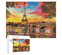500 PCS Jigsaw Puzzles for Adults Parisian Sunset with Eiffel Tower Art Prints Jigsaw for Adults Family Games Presents for Women Parent-child Interaction 500 PCS