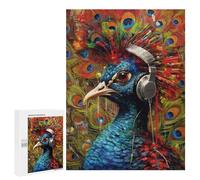 500 PCS Jigsaw Puzzles for Adults Peacock with Headphones Jigsaws for Adults DIY Toys Analysis And Logic Unique Gifts for Birthday And Christmas 500 PCS