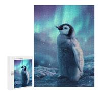500 PCS Jigsaw Puzzles for Adults Penguin Chick Under Aurora Borealis Jigsaw for Adults Brain Teaser Game Birthday Present Difficult And Challenge 500 PCS