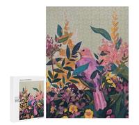 500 PCS Jigsaw Puzzles for Adults Pink Bird in Floral Garden Painting Jigsaw for Adults Relax Games Hand Speed Race for Is Ideal As A Gift 500 PCS