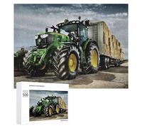 500 PCS Jigsaw Puzzles for Adults Powerful Farm Tractor with Hay Trailer Teenagers Puzzles Hands-on Game Improve Memory Parent-child Interaction 500 PCS