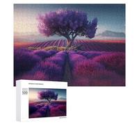 500 PCS Jigsaw Puzzles for Adults Purple Lavender Field with Tree Jigsaw for Adults Family Games Presents for Women Parent-child Interaction 500 PCS