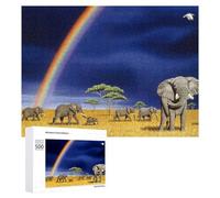 500 PCS Jigsaw Puzzles for Adults Rainbow Elephants in Africa Puzzles for Adults DIY Toys Home Decoration Difficult And Challenge 500 PCS