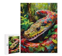 500 PCS Jigsaw Puzzles for Adults Rainbow Serpent in Lush Jungle Jigsaw for Adults Family Games Presents for Women Parent-child Interaction 500 PCS