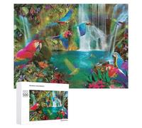 500 PCS Jigsaw Puzzles for Adults Rainforest Paradise with Parrots And Waterfalls Jigsaw for Adults Relax Games For Family Fun for Is Ideal As A Gift 500 PCS