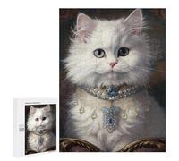 500 PCS Jigsaw Puzzles for Adults Regal White Cat Portrait -4 Jigsaw for Adults Brain Teaser Game Birthday Present Difficult And Challenge 500 PCS
