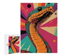 500 PCS Jigsaw Puzzles for Adults Retro Snake Art Cobra Pop Art Print Snake Art Jigsaws for Adults DIY Toys Analysis And Logic Unique Gifts for Birthday And Christmas 500 PCS