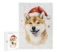 500 PCS Jigsaw Puzzles for Adults Shiba Inu Santa Hat Xmas Jigsaws for Adults DIY Toys Analysis And Logic Unique Gifts for Birthday And Christmas 500 PCS