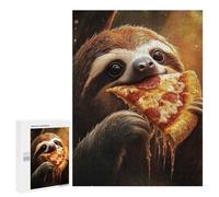 500 PCS Jigsaw Puzzles for Adults Sloth Eating Pepperoni Salami Pizza Puzzle for Adults Anti-Stress Toys A Work of Art Difficult And Challenge 500 PCS