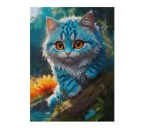 500 PCS Jigsaw Puzzles for Adults Smiling Cat on The Rocks Adult Jigsaw Puzzle Brain Teaser Game Difficult Challenge Difficult And Challenge 500 PCS