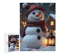 500 PCS Jigsaw Puzzles for Adults Smiling Snowman in Winter Christmas Jigsaw for Adults Relax Games Hand Speed Race for Is Ideal As A Gift 500 PCS