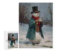 500 PCS Jigsaw Puzzles for Adults Snowman with Tea Cup Painting Puzzles for Adults Fun Games Precision Cutting Birthday And Unique Gifts 500 PCS