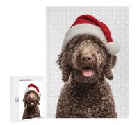 500 PCS Jigsaw Puzzles for Adults Spanish Water Dog with Santa Hat Jigsaw for Adults Brain Teaser Game Birthday Present Difficult And Challenge 500 PCS
