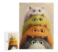 500 PCS Jigsaw Puzzles for Adults Stacked Fluffy Cats Digital Art Puzzle for Adults Anti-Stress Toys A Work of Art Difficult And Challenge 500 PCS