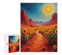 500 PCS Jigsaw Puzzles for Adults Sunflowers in Desert Landscape Jigsaw for Adults Brain Teaser Game Birthday Present Difficult And Challenge 500 PCS