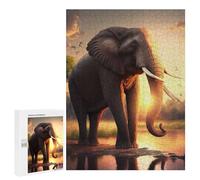 500 PCS Jigsaw Puzzles for Adults Sunset Elephant Majesty Jigsaw for Adults Brain Teaser Game Birthday Present Difficult And Challenge 500 PCS