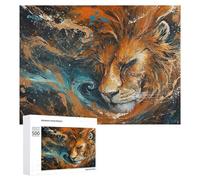 500 PCS Jigsaw Puzzles for Adults Teenagerss Abstract Lion Painting Artwork Puzzles for Adults Hands-on Game Precision Cutting Parent-child Interaction 500 PCS