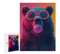 500 PCS Jigsaw Puzzles for Adults Teenagerss Bear Bubblegum Neon Adult Jigsaw Relax Games Improve Memory Unique Gifts for Birthday And Christmas 500 PCS