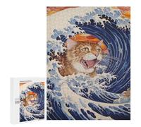500 PCS Jigsaw Puzzles for Adults Teenagerss Cat in Great Wave Jigsaw Puzzle Toy Wall Decor Wall Art Birthday And Unique Gifts 500 PCS