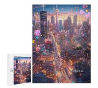 500 PCS Jigsaw Puzzles for Adults Teenagerss City Lights And Balloons Puzzles for Adults Hands-on Game Precision Cutting Parent-child Interaction 500 PCS