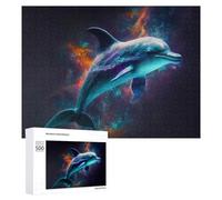 500 PCS Jigsaw Puzzles for Adults Teenagerss Colorful Dolphin in Space Puzzles for Adults Hands-on Game Precision Cutting Parent-child Interaction 500 PCS