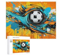 500 PCS Jigsaw Puzzles for Adults Teenagerss Dynamic Soccer Ball Artwork Puzzles for Adults Hands-on Game Precision Cutting Parent-child Interaction 500 PCS