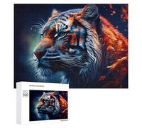 500 PCS Jigsaw Puzzles for Adults Teenagerss Flame Tiger Digital Art Puzzles for Adults Hands-on Game Precision Cutting Parent-child Interaction 500 PCS