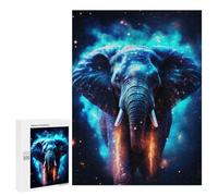 500 PCS Jigsaw Puzzles for Adults Teenagerss Neon Cyan Elephant Nebulae Adult Jigsaw Relax Games Improve Memory Unique Gifts for Birthday And Christmas 500 PCS