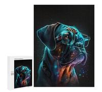 500 PCS Jigsaw Puzzles for Adults Teenagerss Neon Pug with Glasses Puzzles for Adults Hands-on Game Precision Cutting Parent-child Interaction 500 PCS