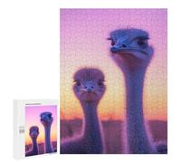 500 PCS Jigsaw Puzzles for Adults Teenagerss Ostrich Sunset Portrait Jigsaw Hands-on Game Hand Speed Race Unique Gifts for Birthday And Christmas 500 PCS
