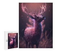 500 PCS Jigsaw Puzzles for Adults Teenagerss Pink Fantasy Deer Glow Jigsaw Hands-on Game Hand Speed Race Unique Gifts for Birthday And Christmas 500 PCS
