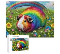 500 PCS Jigsaw Puzzles for Adults Teenagerss Rainbow Guinea Pig Garden Puzzles for Adults Hands-on Game Precision Cutting Parent-child Interaction 500 PCS