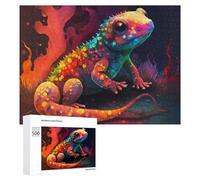 500 PCS Jigsaw Puzzles for Adults Teenagerss Rainbow Lizard in Flames Puzzles for Adults Hands-on Game Precision Cutting Parent-child Interaction 500 PCS