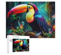 500 PCS Jigsaw Puzzles for Adults Teenagerss Rainbow Toucan in Enchanted Forest Puzzles for Adults Hands-on Game Precision Cutting Parent-child Interaction 500 PCS