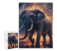500 PCS Jigsaw Puzzles for Adults Teenagerss Thundering Giants The Majestic Elephant in Stormy Skies Jigsaw Hands-on Game Hand Speed Race Unique Gifts for Birthday And Christmas 500 PCS