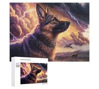 500 PCS Jigsaw Puzzles for Adults Teenagerss Thunderstorm Adventure with German Shepherd Jigsaw Hands-on Game Hand Speed Race Unique Gifts for Birthday And Christmas 500 PCS