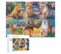 500 PCS Jigsaw Puzzles for Adults Teenagerss Whimsical Cats And Wildlife Reflections Puzzles for Adults Hands-on Game Precision Cutting Parent-child Interaction 500 PCS