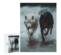 500 PCS Jigsaw Puzzles for Adults Teenagerss White And Black Wolves Running Jigsaw Hands-on Game Hand Speed Race Unique Gifts for Birthday And Christmas 500 PCS