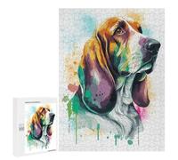 500 PCS Jigsaw Puzzles for Adults Watercolor Basset Hound Puzzles for Adults Fun Games Precision Cutting Birthday And Unique Gifts 500 PCS