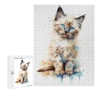 500 PCS Jigsaw Puzzles for Adults Watercolor Birman Cat Baby Puzzles for Adults Fun Games Precision Cutting Birthday And Unique Gifts 500 PCS