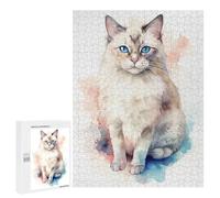 500 PCS Jigsaw Puzzles for Adults Watercolor Ragdoll Cat Puzzles for Adults Fun Games Precision Cutting Birthday And Unique Gifts 500 PCS