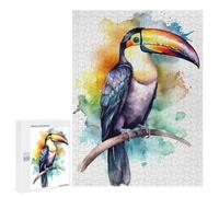 500 PCS Jigsaw Puzzles for Adults Watercolor Toucan Painting Puzzles for Adults Fun Games Precision Cutting Birthday And Unique Gifts 500 PCS