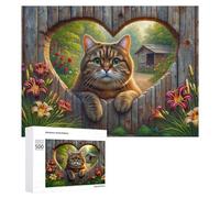 500 PCS Jigsaw Puzzles for Adults Whimsical Garden Cat Fence Teenagers Puzzles Hands-on Game Improve Memory Parent-child Interaction 500 PCS