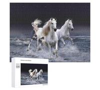 500 PCS Jigsaw Puzzles for Adults White Horses Galloping on The Beach Jigsaw for Adults Relax Games For Family Fun for Is Ideal As A Gift 500 PCS