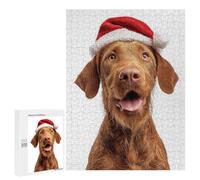 500 PCS Jigsaw Puzzles for Adults Wirehaired Vizsla Dog with Santa Hat Jigsaw for Adults Brain Teaser Game Birthday Present Difficult And Challenge 500 PCS