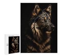 500 PCS Jigsaw Puzzles for Adults Wolf Gold Dark Animal Jigsaw for Adults Relax Games Hand Speed Race for Is Ideal As A Gift 500 PCS