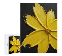 500 PCS Jigsaw Puzzles for Adults Yellow Paint Flower on Black Background Puzzle for Adults Anti-Stress Toys A Work of Art Difficult And Challenge 500 PCS
