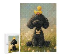 500 PCS Jigsaw Puzzles for Teenagers Adorable Poodle with Rubber Duck Puzzles for Teenagers Precision Cutting Help The Brain Exercise Stress Reduction Gifts 500 PCS