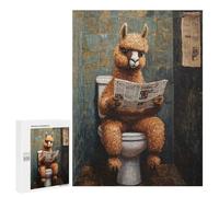 500 PCS Jigsaw Puzzles for Teenagers Alpaca Reading Newspaper on Toilet Puzzles for Teenagers Precision Cutting Help The Brain Exercise Stress Reduction Gifts 500 PCS